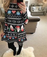 Load image into Gallery viewer, S-5XL Plus Size Tunic Autumn Women Dresses Casual Cartoon Print Christmas Dress Casual Loose Long Sleeve Party Dress Vestidos