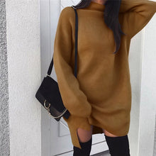 Load image into Gallery viewer, Fashion Hot Sale Knitted Pullover Loose Mini Dress Winter Spring Autumn Women Sweatshirt Turtleneck Long Sleeve Jumper Dress