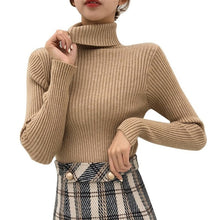 Load image into Gallery viewer, Autumn Fall Women Sweater Slim Soft Long Sleeve High Neck Knit Pullover Sexy Slim Stretch Turtleneck Sweaters