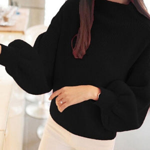 Bigsweety Women Lantern Sleeve Half Turtleneck 2018 Autumn Female Tops Women Sweater Clothes New Fashion Korean Tops 5 Colors