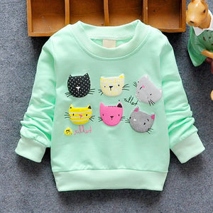 2019 New Arrival Baby Girls Sweatshirts Winter Spring Autumn Children Hoodies 6 Cats Long Sleeves Sweater Kids T-shirt Clothes