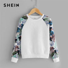 Load image into Gallery viewer, SHEIN Kiddie White Floral Print Cute Sweatshirt For Toddler Girls Tops 2019 Spring Casual Long Sleeve Pullover Kids Clothing